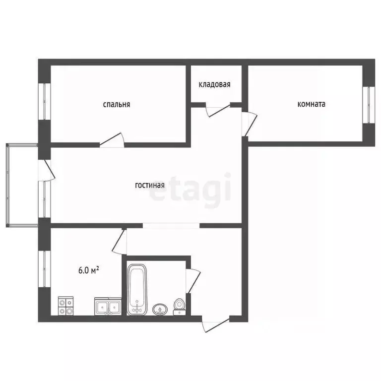3-к кв. Тюменская область, Тюмень ул. Щорса, 11 (56.5 м) - Фото 1