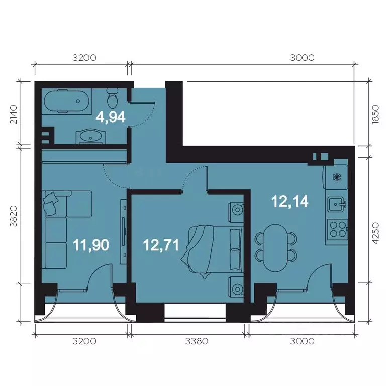 2-к кв. Иркутская область, Иркутск наб. Верхняя, 137 (51.98 м) - Фото 1