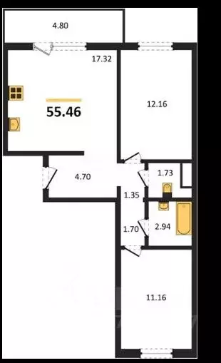 2-к кв. Челябинская область, Челябинский городской округ, пос. ... - Фото 2