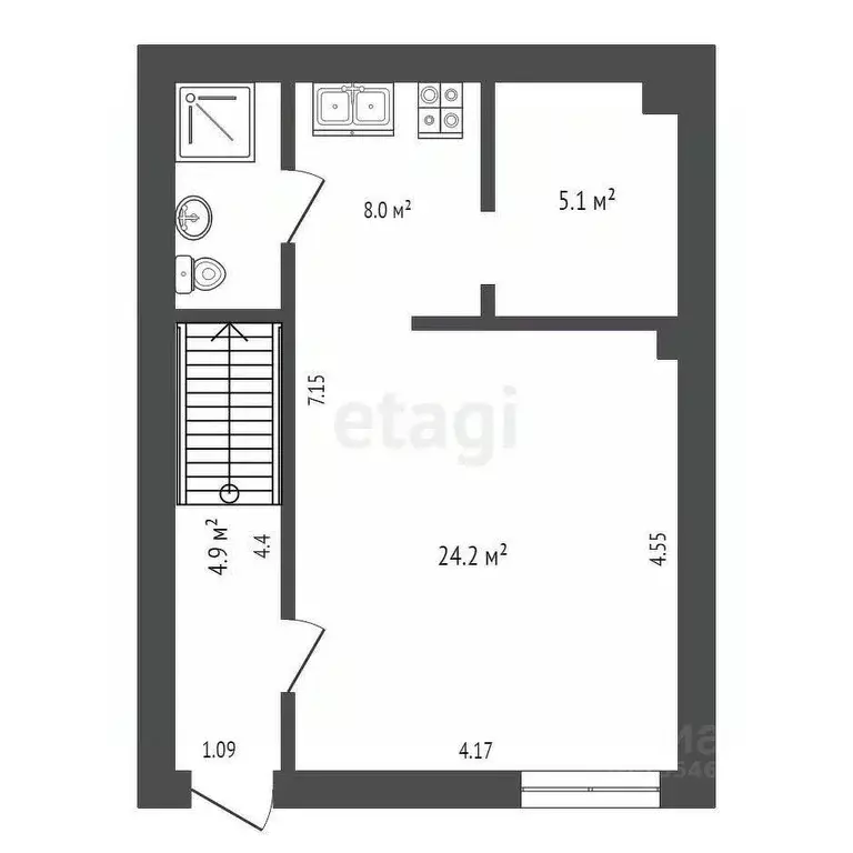 1-к кв. Крым, Ялта муниципальный округ, Отрадное пгт ул. Отрадная, ... - Фото 2