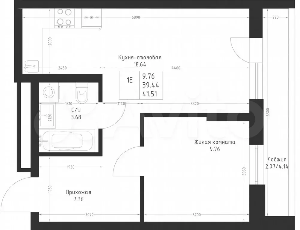 1-к. квартира, 41,5 м, 8/23 эт. - Фото 1