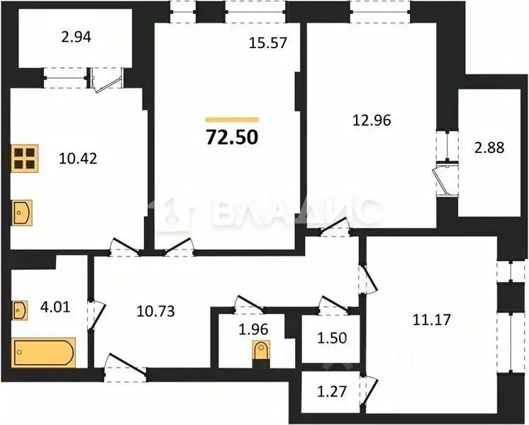 3-к кв. Воронежская область, Воронеж ул. Славы, 7 (72.5 м) - Фото 2