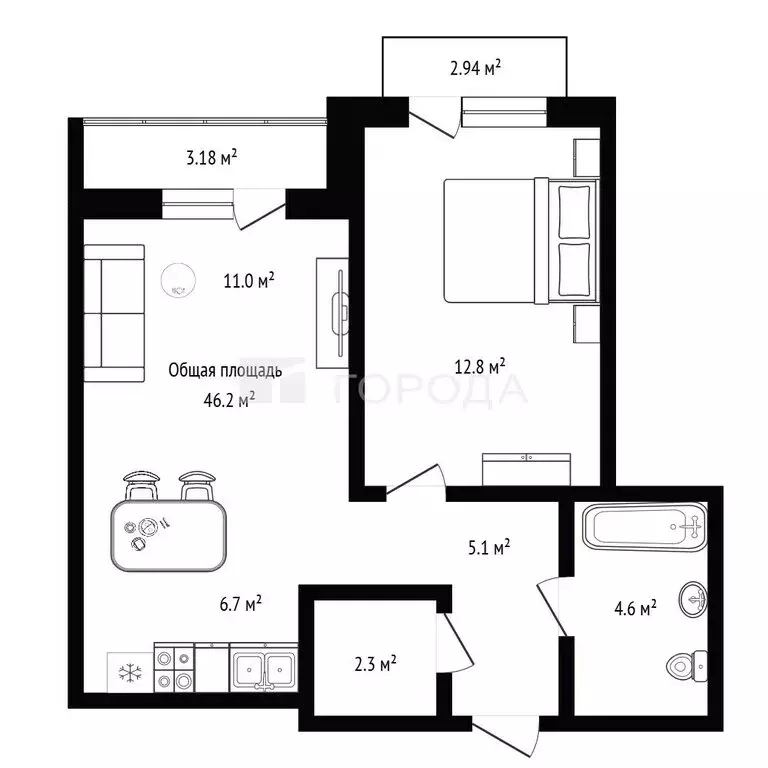 2-комнатная квартира: Новосибирск, улица Ясный Берег, 29 (46.2 м) - Фото 1