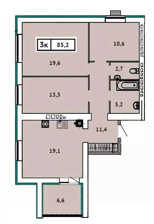 3-к кв. Ивановская область, Иваново ул. 2-я Чайковского, 40 (85.2 м) - Фото 0
