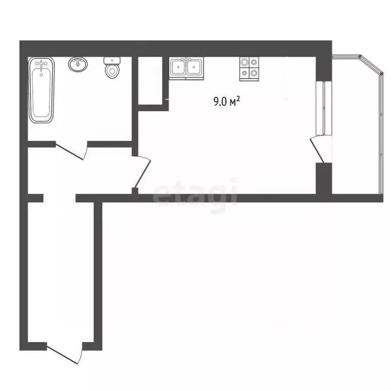 Студия Тюменская область, Тюмень ул. Валентины Трофимовой, 1 (28.7 м) - Фото 2
