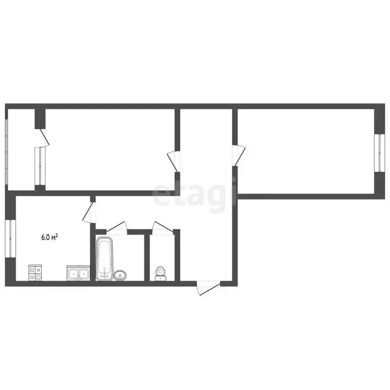 2-комнатная квартира: Нальчик, улица А.А. Кадырова, 11 (47.6 м) - Фото 1