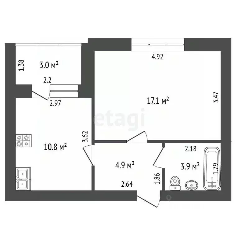 1-к кв. Башкортостан, Стерлитамакский район, Отрадовский сельсовет, с. ... - Фото 2