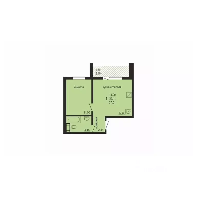 1-к кв. Челябинская область, Челябинский городской округ, пос. ... - Фото 1