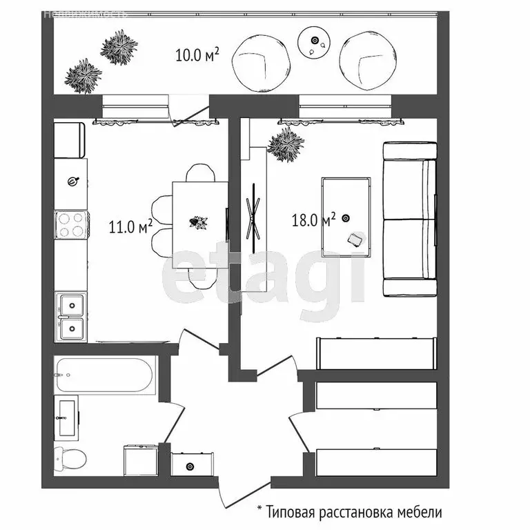 1-комнатная квартира: Тюмень, Амурская улица, 2 (34 м) - Фото 1