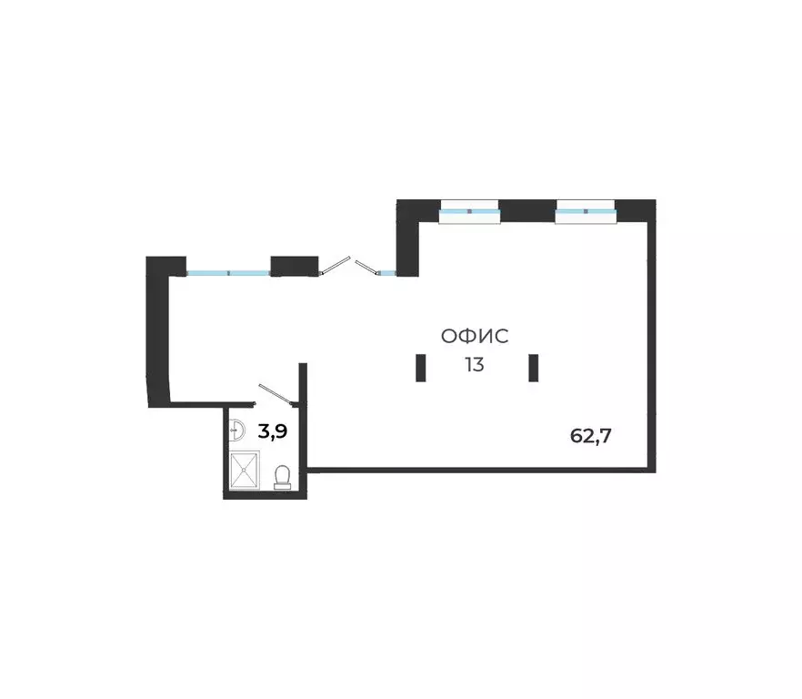 Офис (66.6 м) - Фото 1