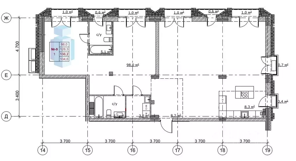 3-к кв. Нижегородская область, Нижний Новгород Октябрьская ул. (128.3 ... - Фото 1