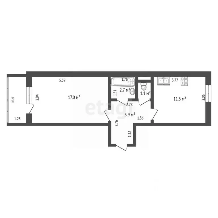 1-к кв. Ханты-Мансийский АО, Нягань 3-й мкр, 21 (38.2 м) - Фото 1