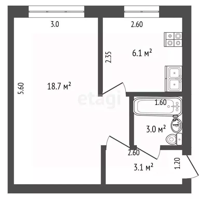 1-к кв. Хабаровский край, Комсомольск-на-Амуре ул. Шиханова, 4 (30.9 ... - Фото 2