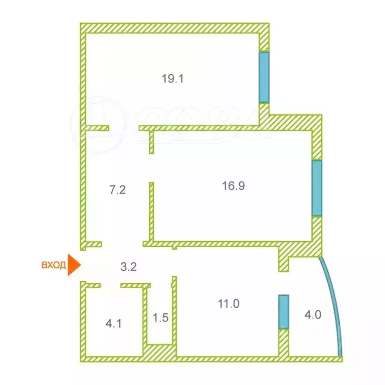 2-к кв. Тюменская область, Тюмень ул. Николая Семенова, 33к1 (63.0 м) - Фото 2