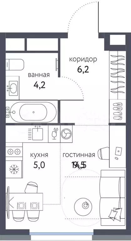 Квартира-студия, 24,9 м, 3/13 эт. - Фото 0