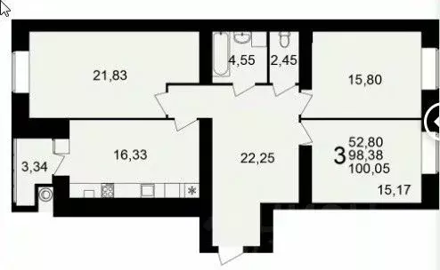 3-к кв. Рязанская область, Рязань ул. Княжье Поле, 10 (100.05 м) - Фото 0