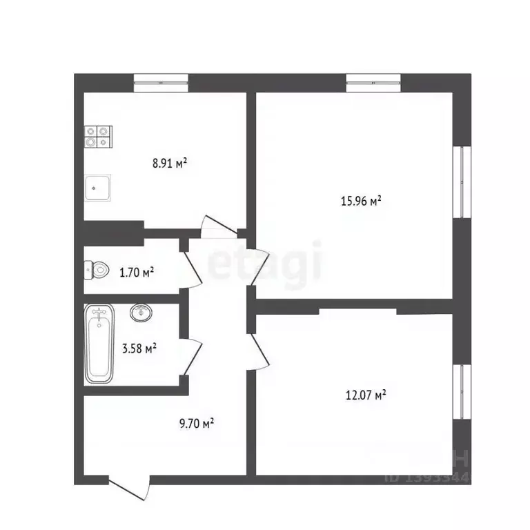 2-к кв. Тюменская область, Тюмень ул. Дмитрия Менделеева, 2 (52.0 м) - Фото 2
