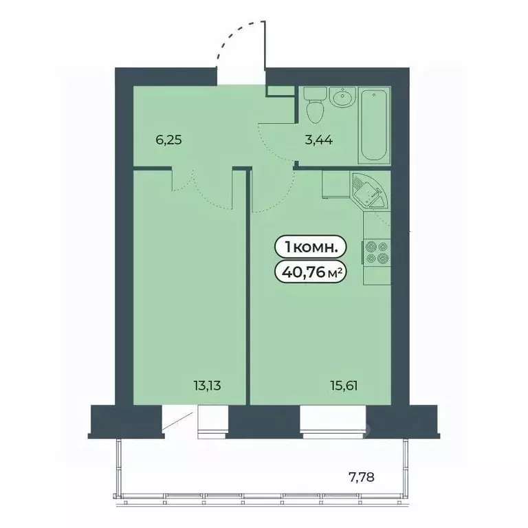 1-к кв. Красноярский край, Красноярск ул. Светлова, 25/1 (40.76 м) - Фото 1