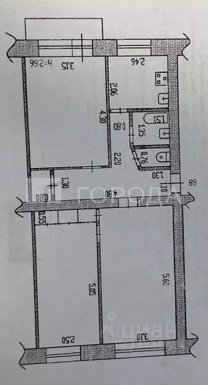 3-к кв. Алтайский край, Барнаул ул. Новосибирская, 1А (61.6 м) - Фото 2