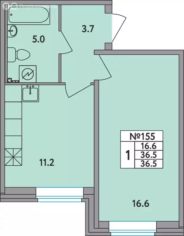1-комнатная квартира: Новое Девяткино, Главная улица, 2 (36.5 м) - Фото 1