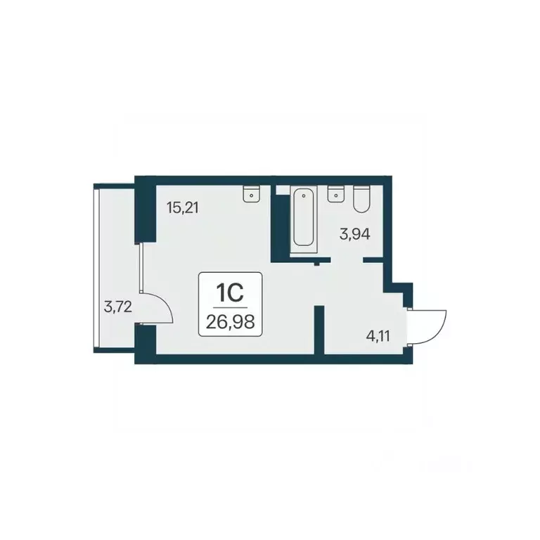 Студия Новосибирская область, Новосибирск Игарская ул., 19/4 (26.98 м) - Фото 1