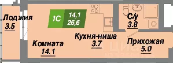 Студия Новосибирская область, Новосибирск Калининский квартал жилой ... - Фото 0