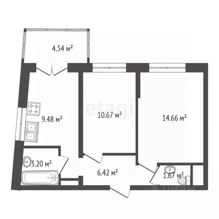 2-к кв. Санкт-Петербург просп. Крузенштерна, 2 (49.3 м) - Фото 1