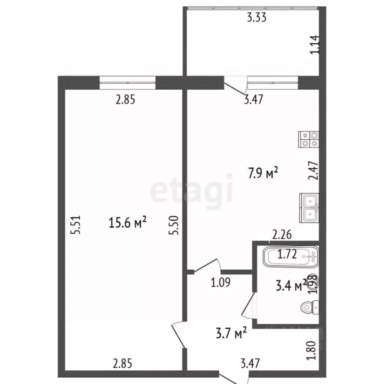 1-к кв. Мордовия, Саранск ул. Щорса, 41 (33.6 м) - Фото 2