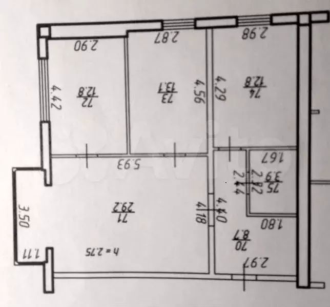 3-к. квартира, 84 м, 2/4 эт. - Фото 0