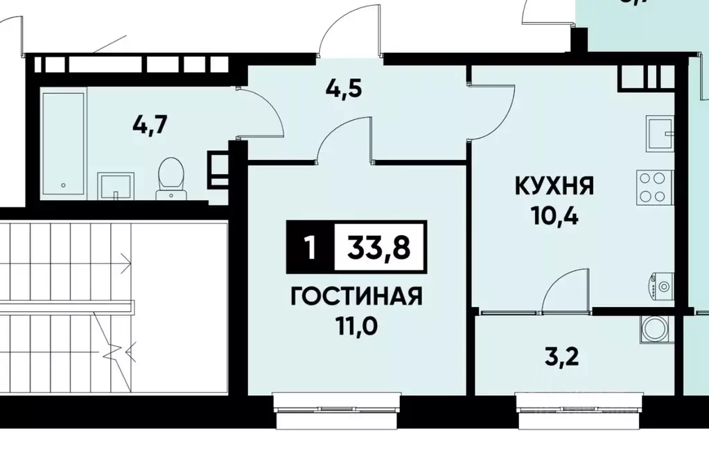 1-к кв. Ставропольский край, Ставрополь ул. Андрея Голуба, 16к1 (33.0 ... - Фото 1