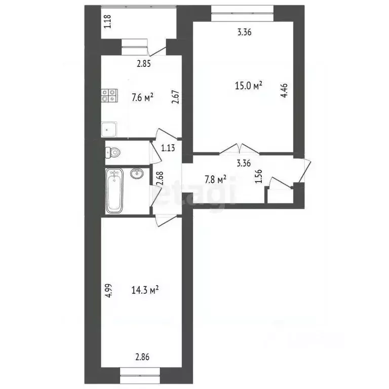 2-к кв. Марий Эл, Йошкар-Ола Красноармейская ул., 104 (49.1 м) - Фото 2