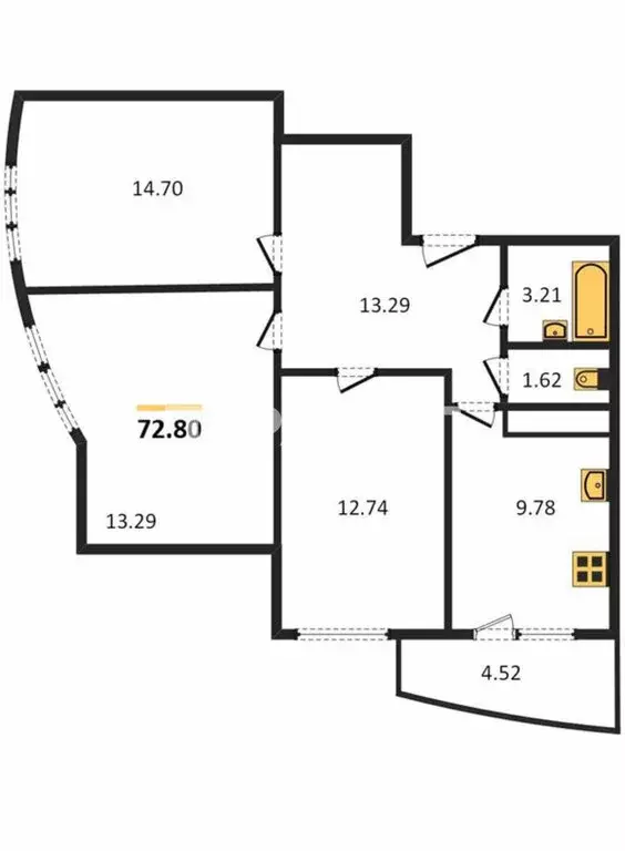 3-комнатная квартира: Воронеж, улица 9 Января, 233/40 (72.8 м) - Фото 0