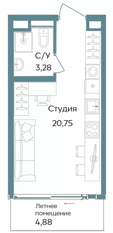 Студия Крым, Саки ул. Морская (28.91 м) - Фото 0