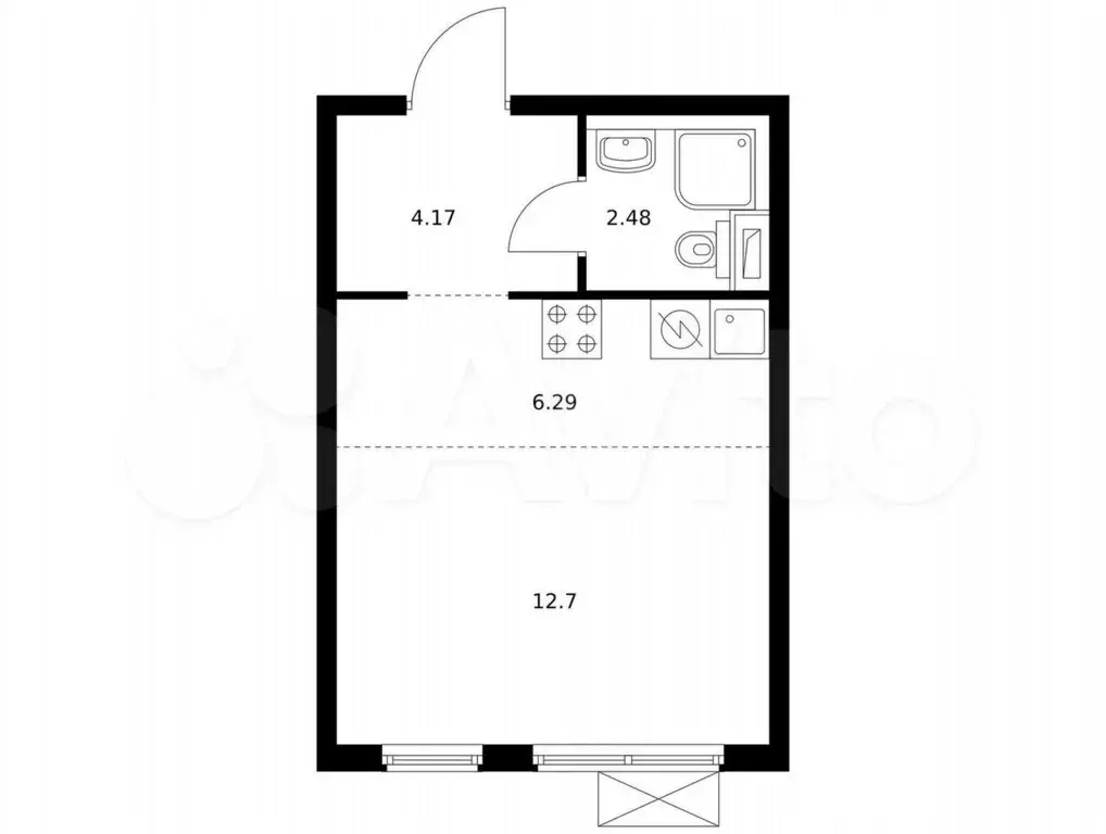Квартира-студия, 25,6 м, 5/15 эт. - Фото 0