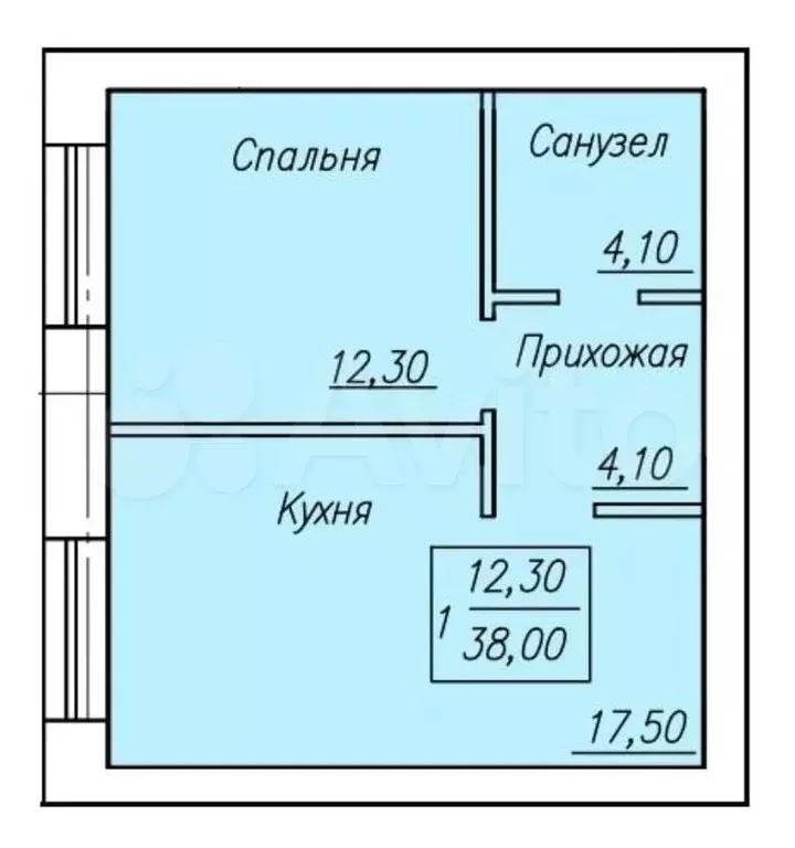 1-к. квартира, 38 м, 1/4 эт. - Фото 0