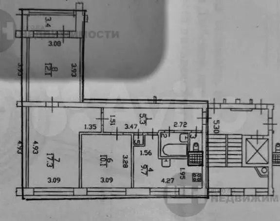 3-к. квартира, 58,7 м, 4/9 эт. - Фото 0