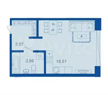 Квартира-студия, 28,1 м, 1/17 эт. - Фото 1