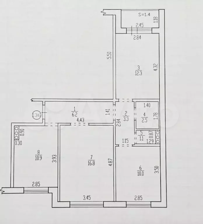 3-к. квартира, 65 м, 4/10 эт. - Фото 0