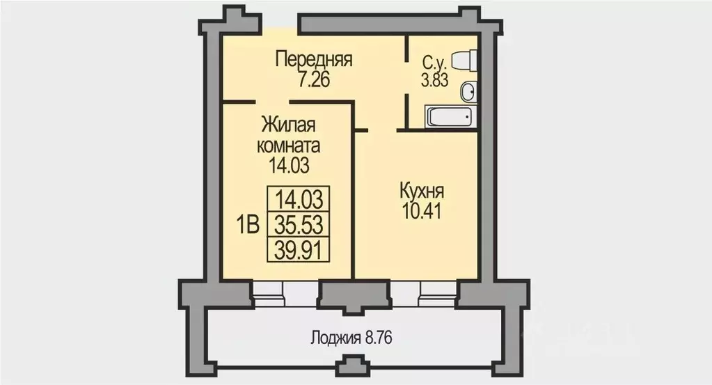 1-к кв. Новосибирская область, Бердск ул. Салаирская, 10 (39.91 м) - Фото 0