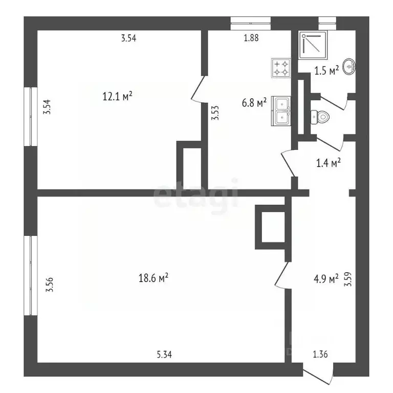 2-к кв. Забайкальский край, Чита ул. Ундугунская, 13 (46.0 м) - Фото 2