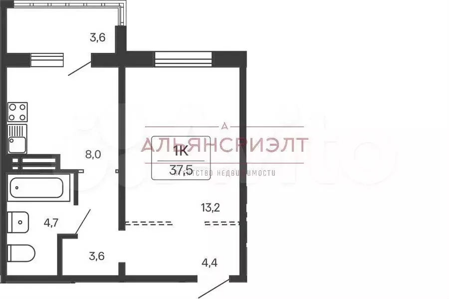 1-к. квартира, 37,5 м, 14/17 эт. - Фото 0