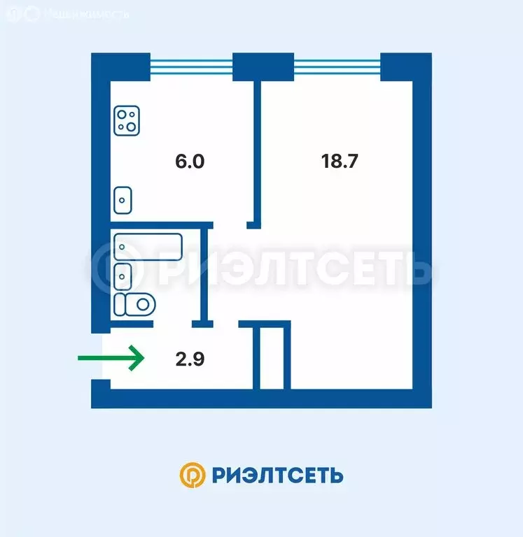 1-комнатная квартира: Мурманск, улица Академика Книповича, 37 (31.2 м) - Фото 1