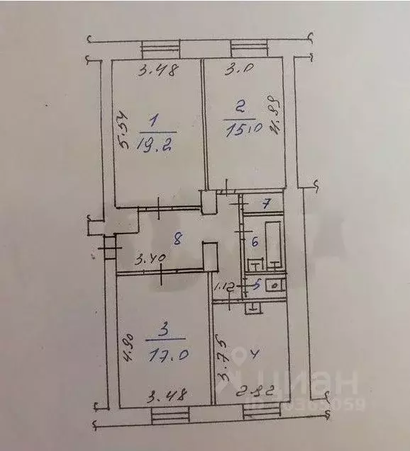 3-к кв. Кемеровская область, Новокузнецк ул. Суворова, 8 (80.2 м) - Фото 1