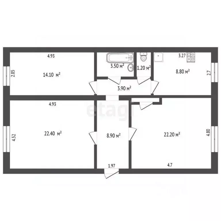 3-к кв. Кемеровская область, Прокопьевск ул. Вершинина, 8 (85.5 м) - Фото 2