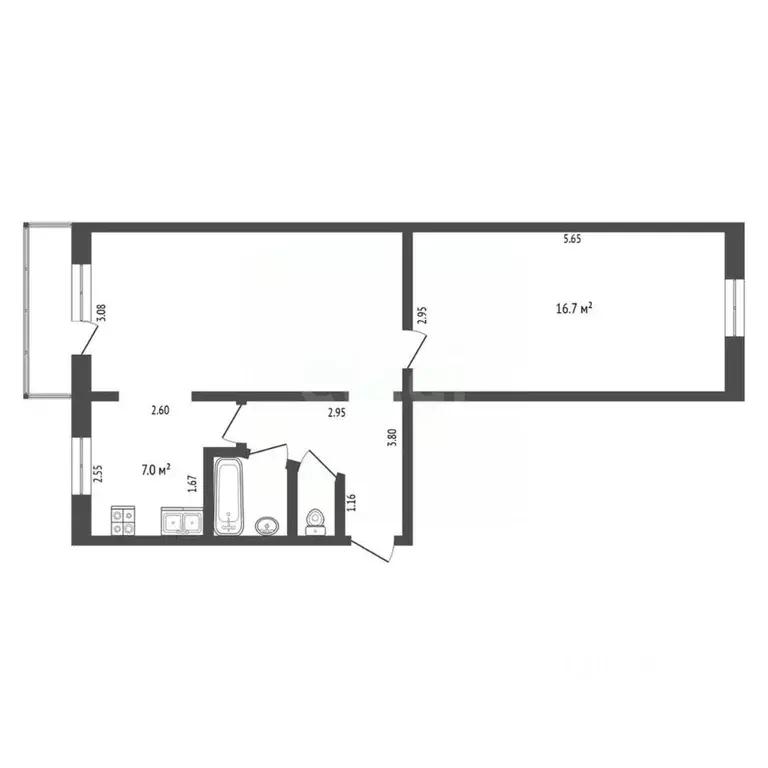 2-к кв. Тюменская область, Тюмень ул. Елизарова, 76 (44.7 м) - Фото 1