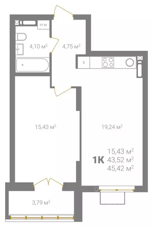 1-к кв. Нижегородская область, Нижний Новгород Ветеринарная ул. (45.42 ... - Фото 2