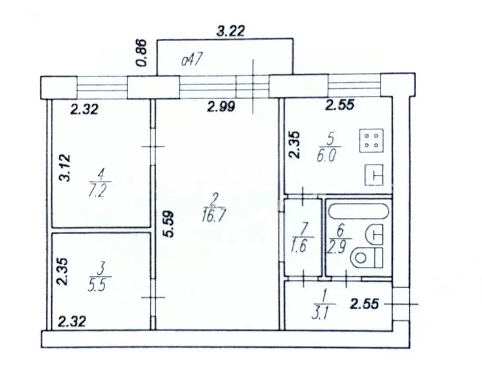 2-к кв. Рязанская область, Рязань Магистральная ул., 2 (43.0 м) - Фото 1