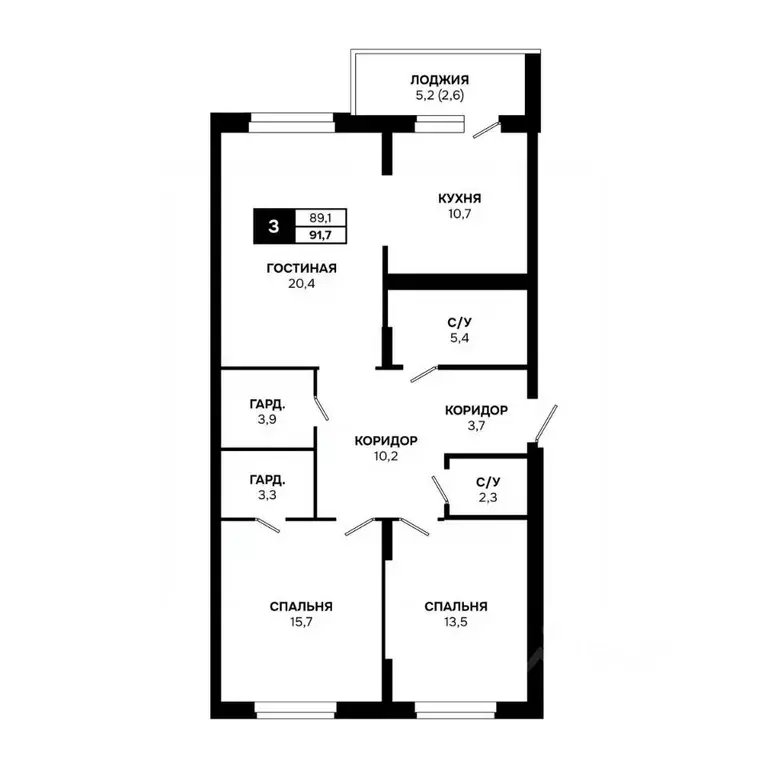 3-к кв. Новосибирская область, Кольцово рп, 5-й мкр  (91.7 м) - Фото 1