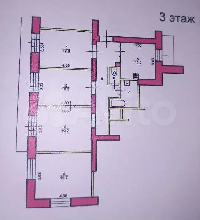 4-к. квартира, 104,9 м, 3/5 эт. - Фото 0