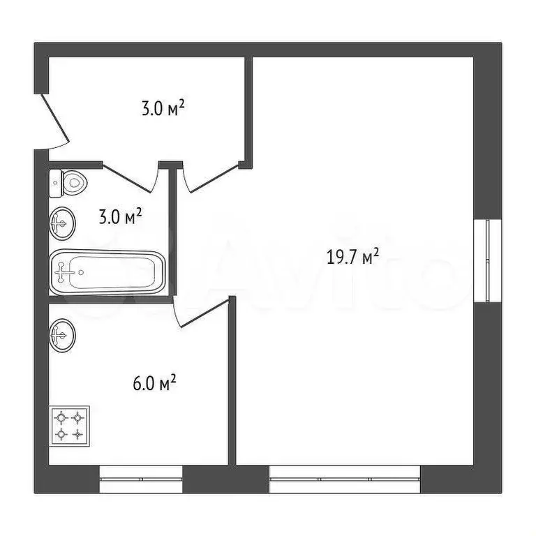 1-к. квартира, 31,7 м, 2/5 эт. - Фото 0